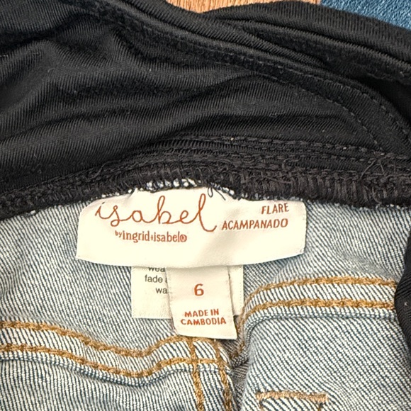 Isabel Maternity by Ingrid & Isabel Blue Flare Jeans with Black Waistband - Picture 3 of 3